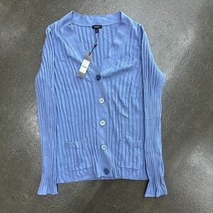 Brand New Talbots Baby Blue Ribbed Button Up Cardigan Women's XL Sweater